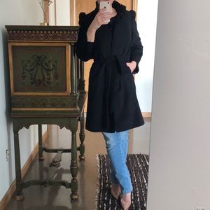 Parisian Black Wool Trench Coat